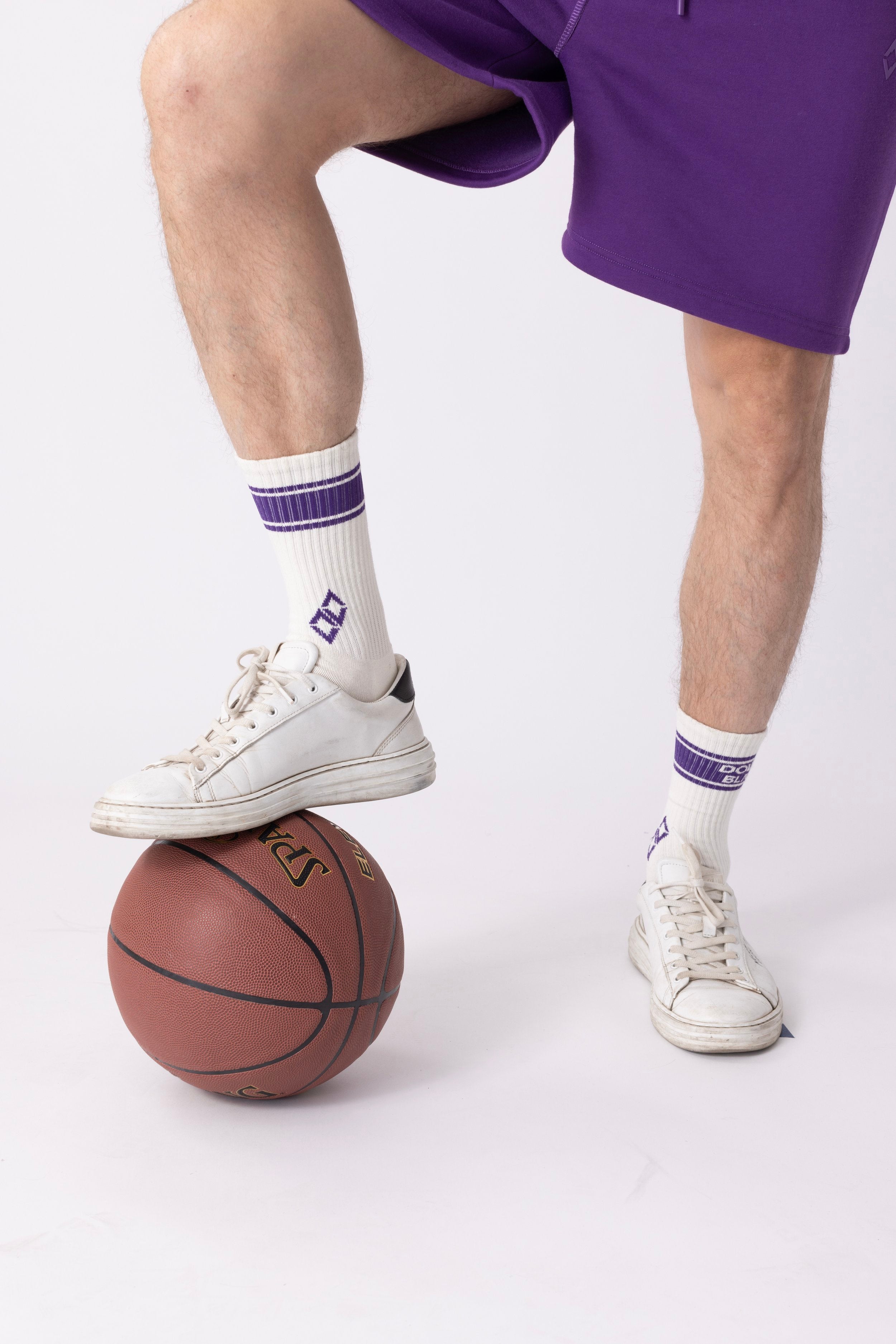 Double Black Performance Crew Socks in Purple