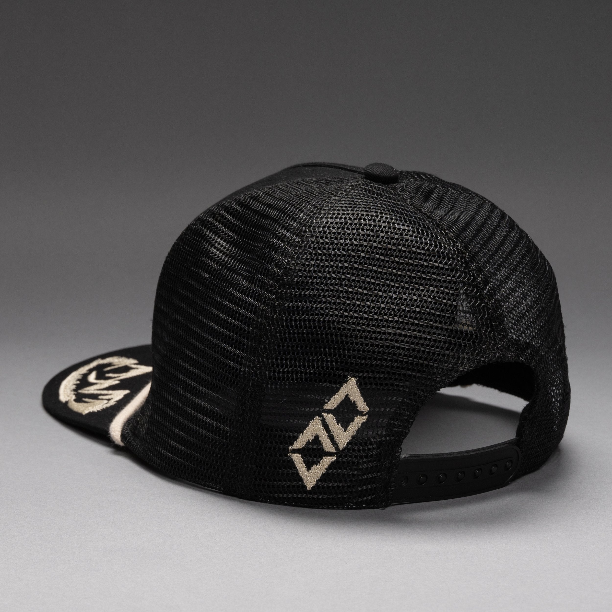 Double Black Canvas Trucker Hat back view