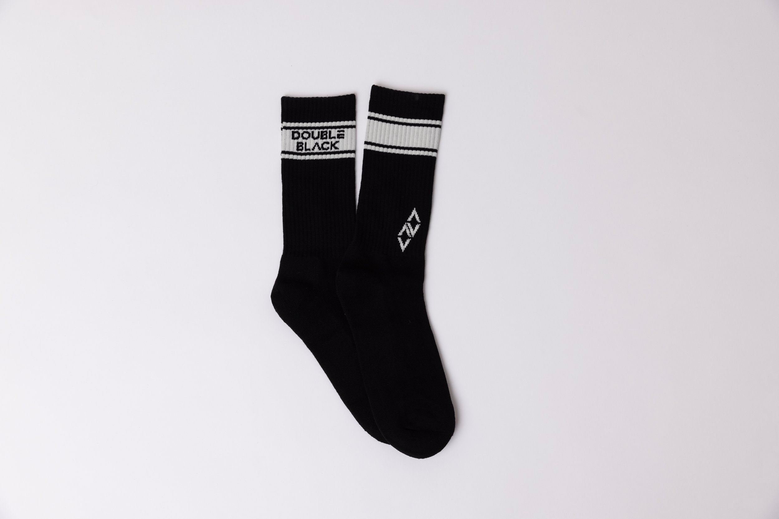 Double Black Performance Crew Socks in Black and White