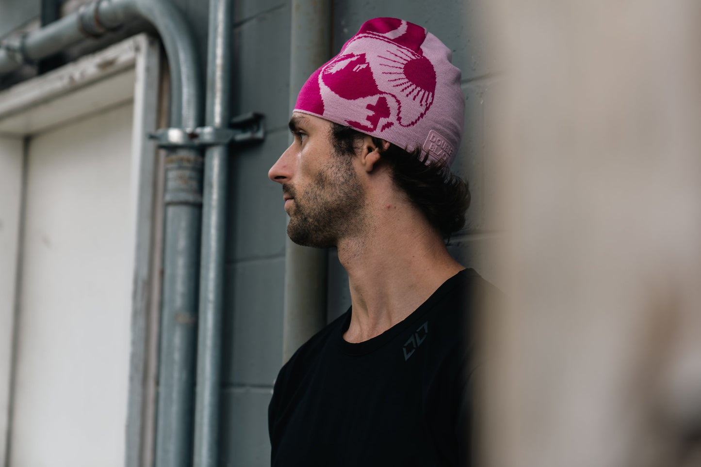 Pink Jacquard Snowboarder Beanie