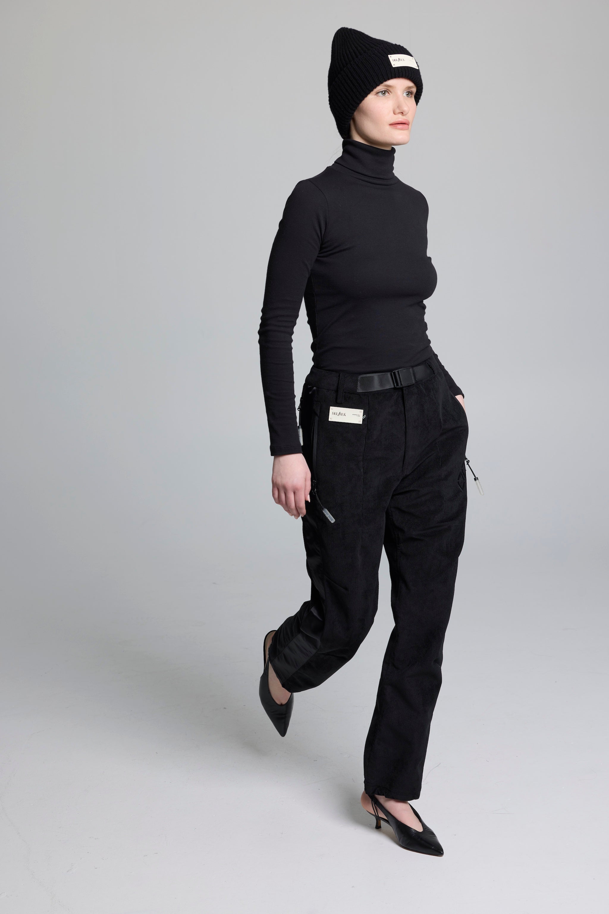 High Altitude Black Corduroy Satin Pant