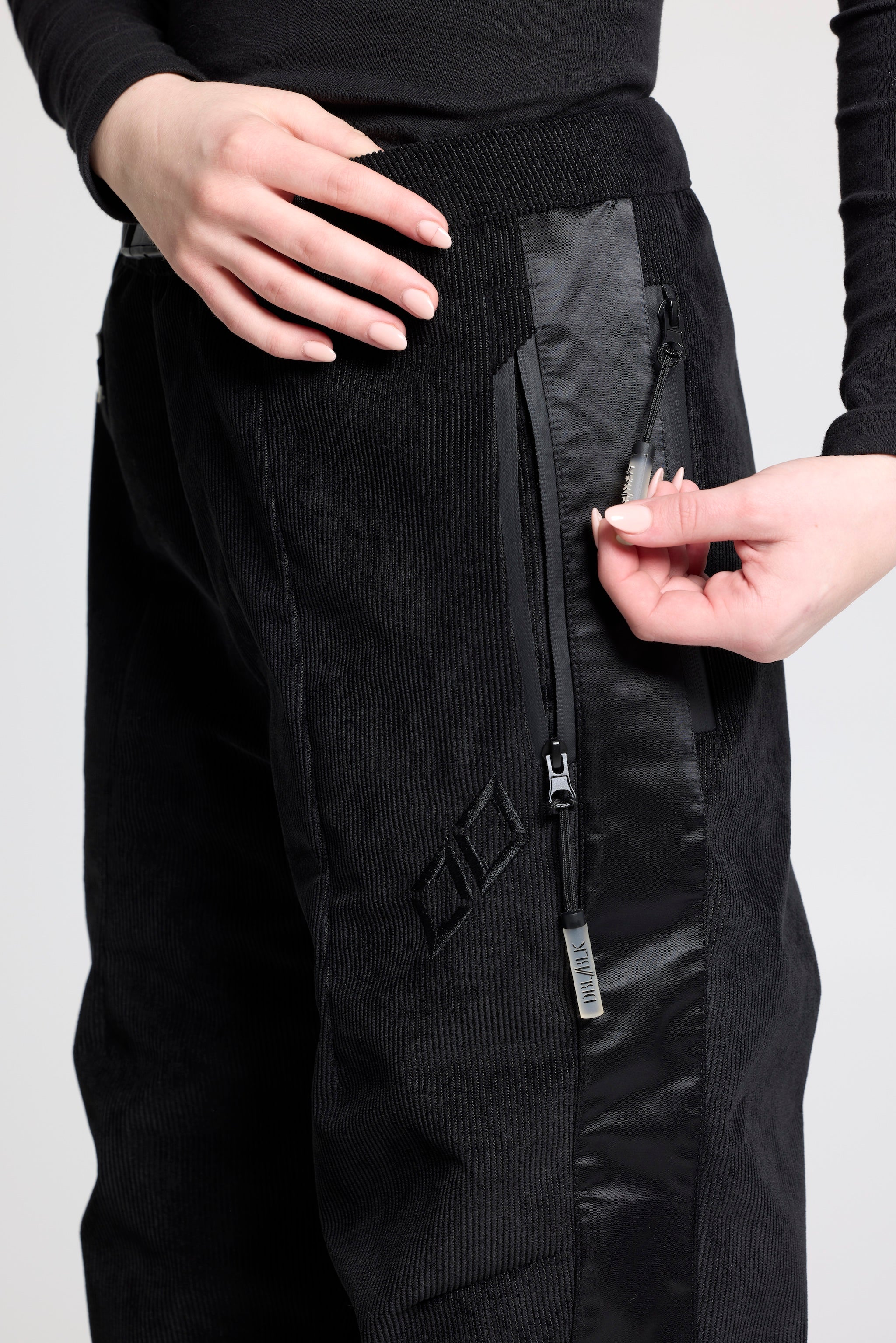 High Altitude Black Corduroy Satin Pant