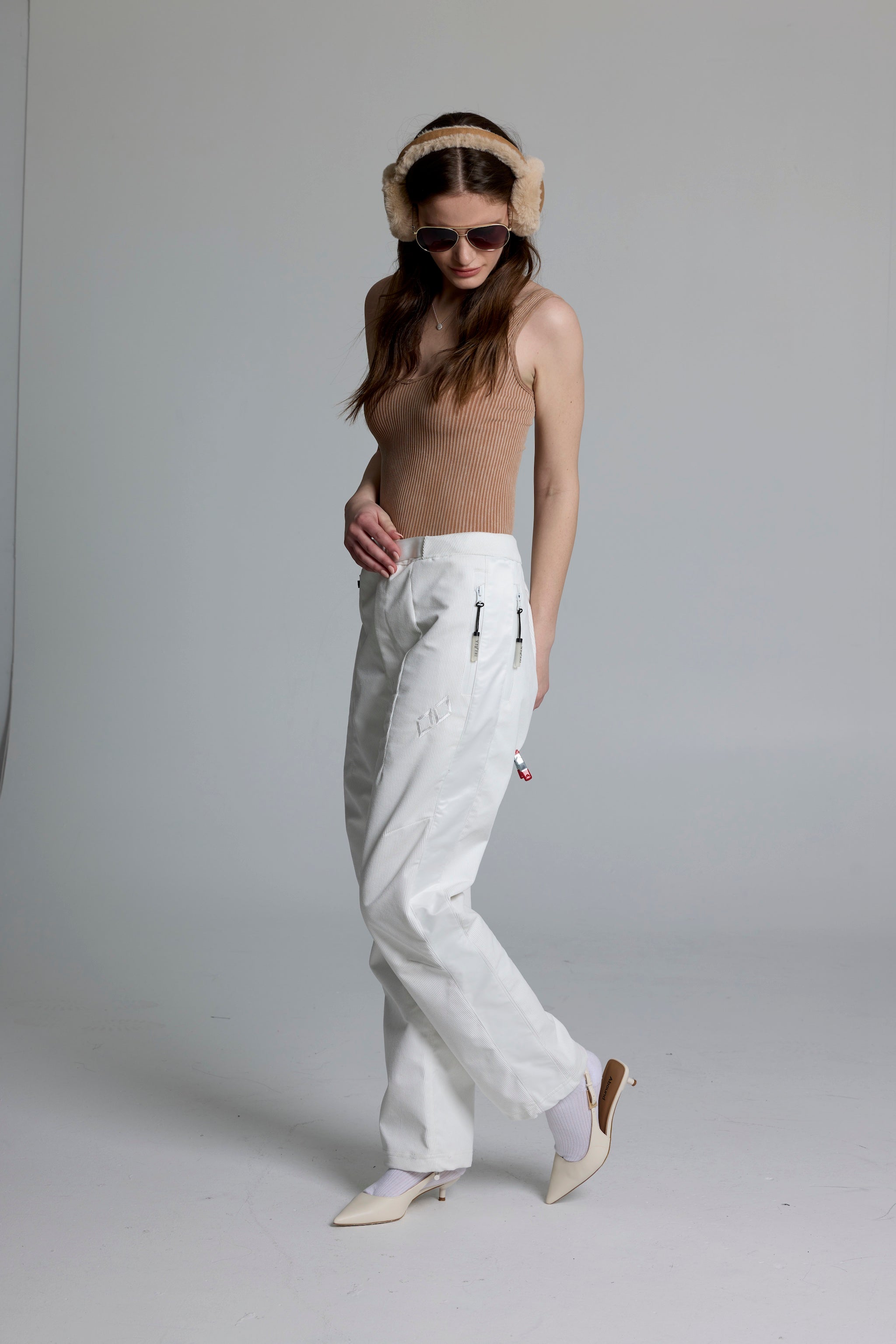 High Altitude White Corduroy Satin Pant
