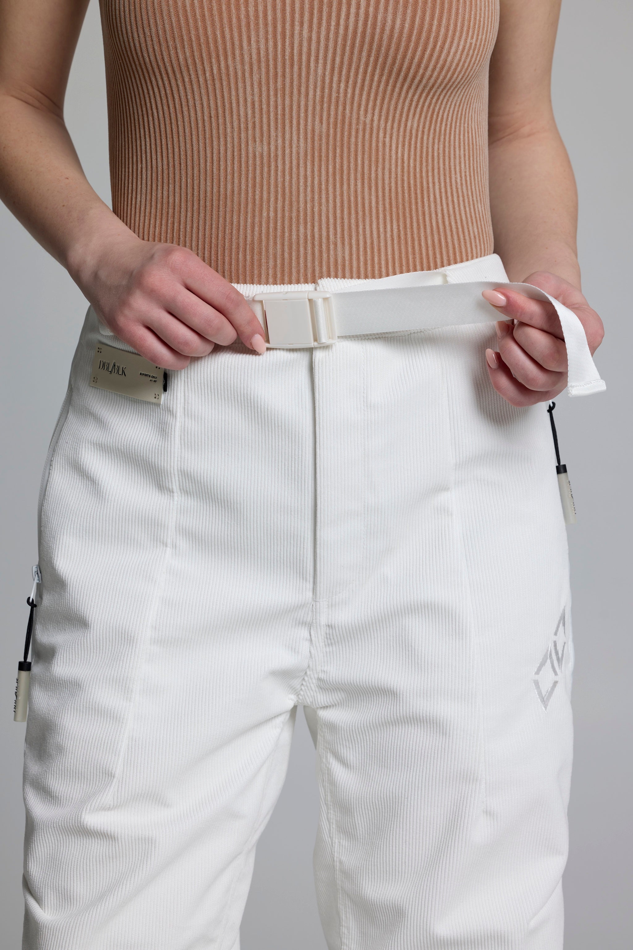 High Altitude White Corduroy Satin Pant