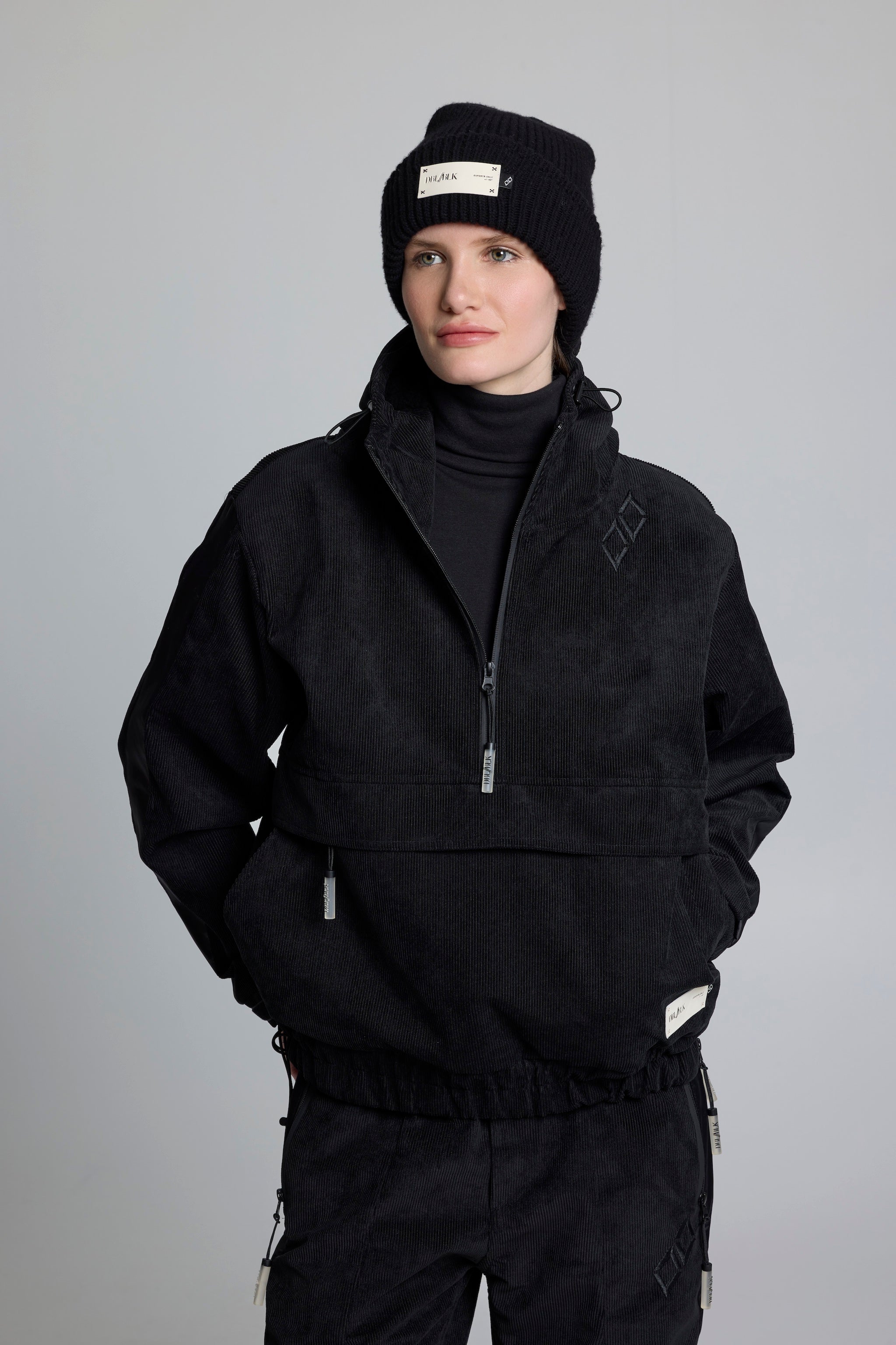 High Altitude Black Corduroy Half Zip Pullover