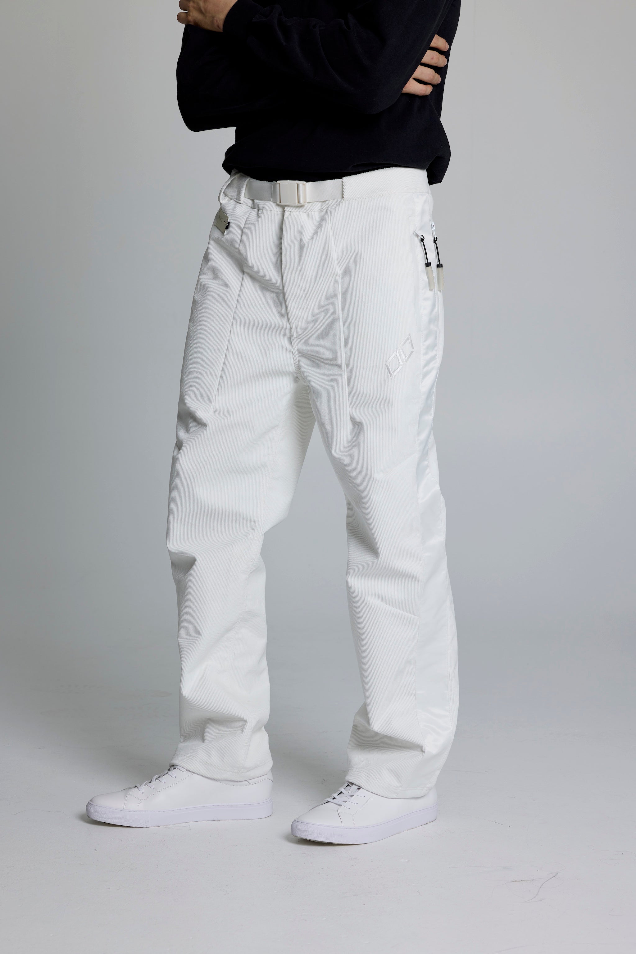 High Altitude White Corduroy Satin Pant