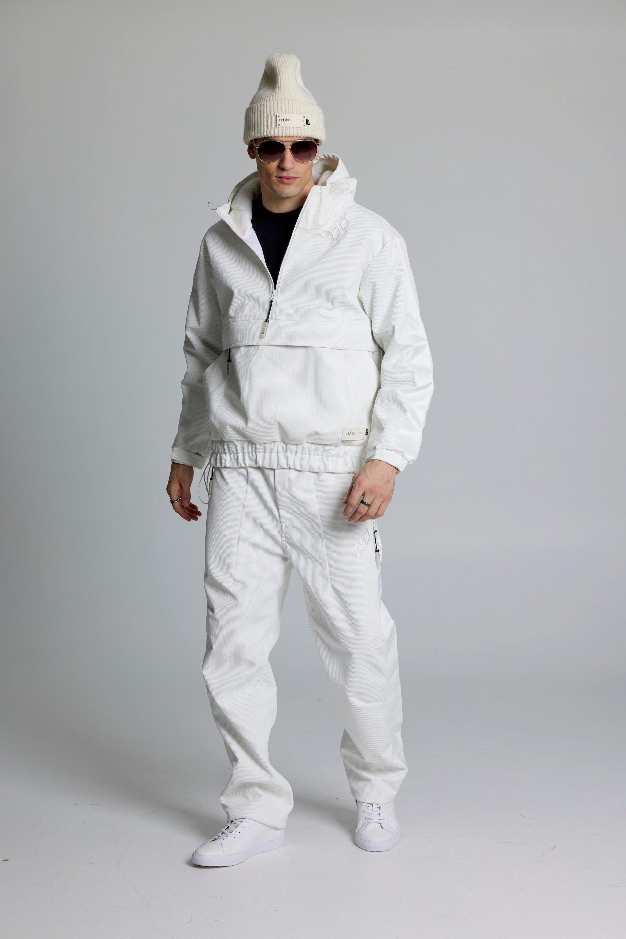 High Altitude White Corduroy Half Zip Pullover