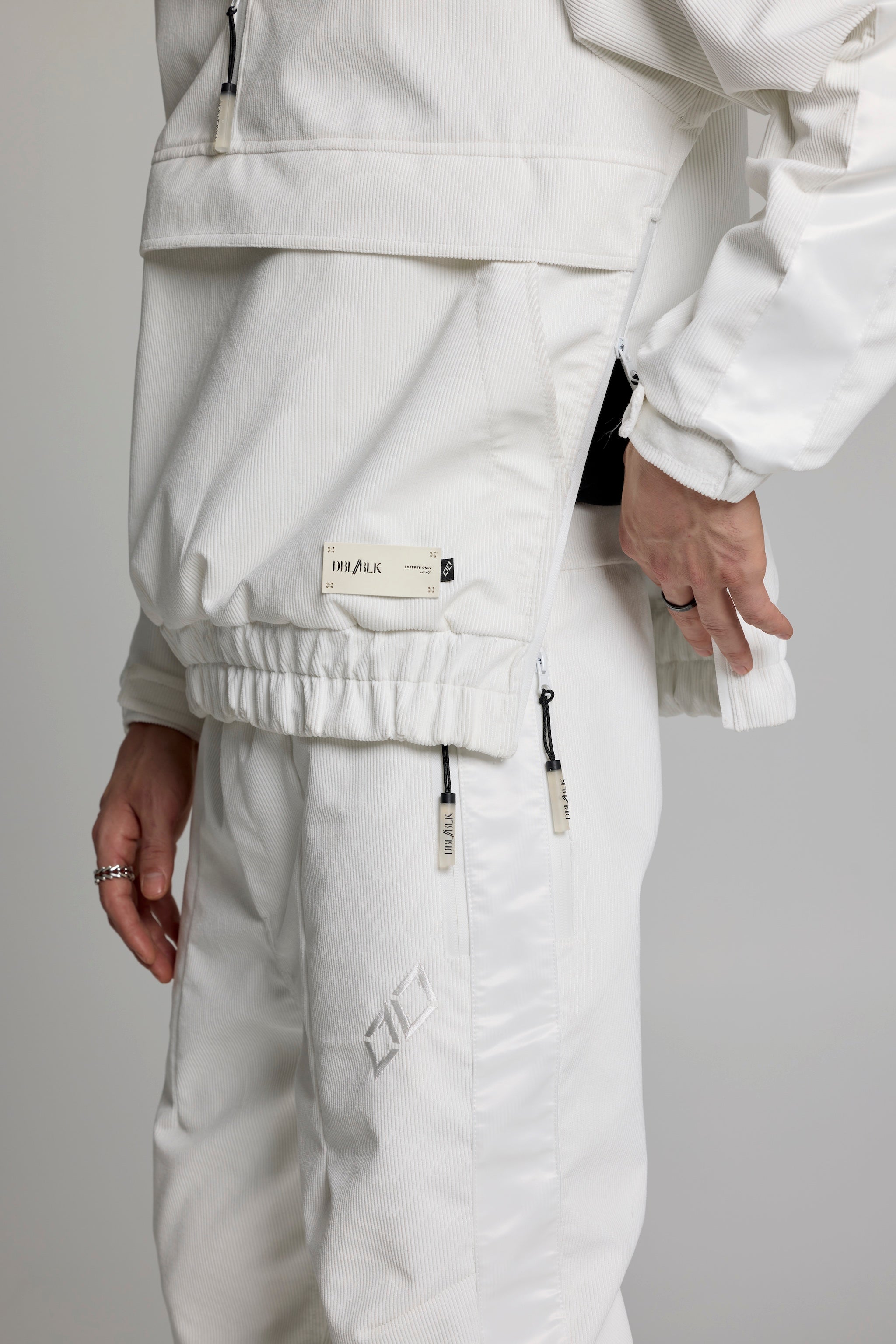 High Altitude White Corduroy Half Zip Pullover