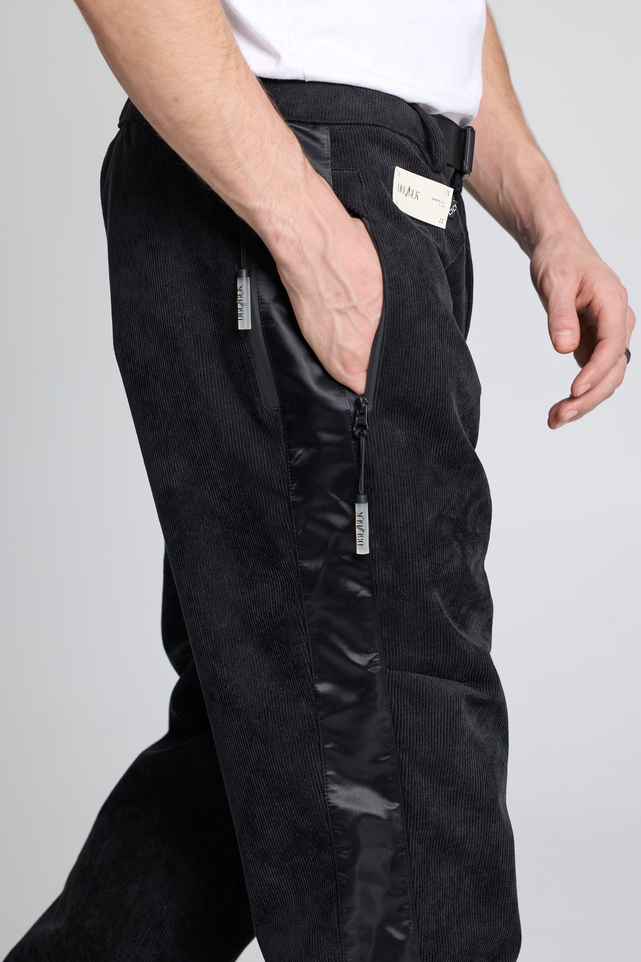 High Altitude Black Corduroy Satin Pant