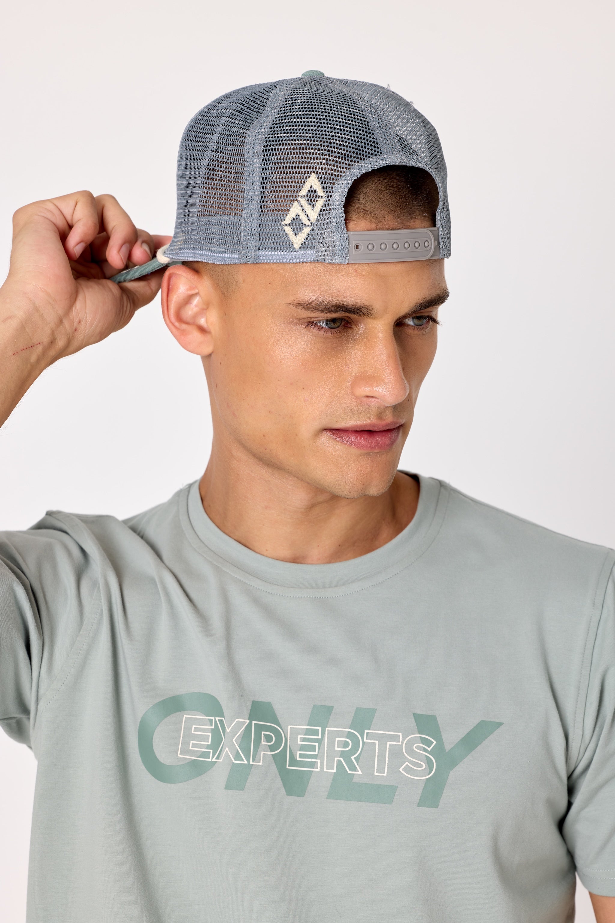 Double Black Corduroy Trucker Hat in Sage 