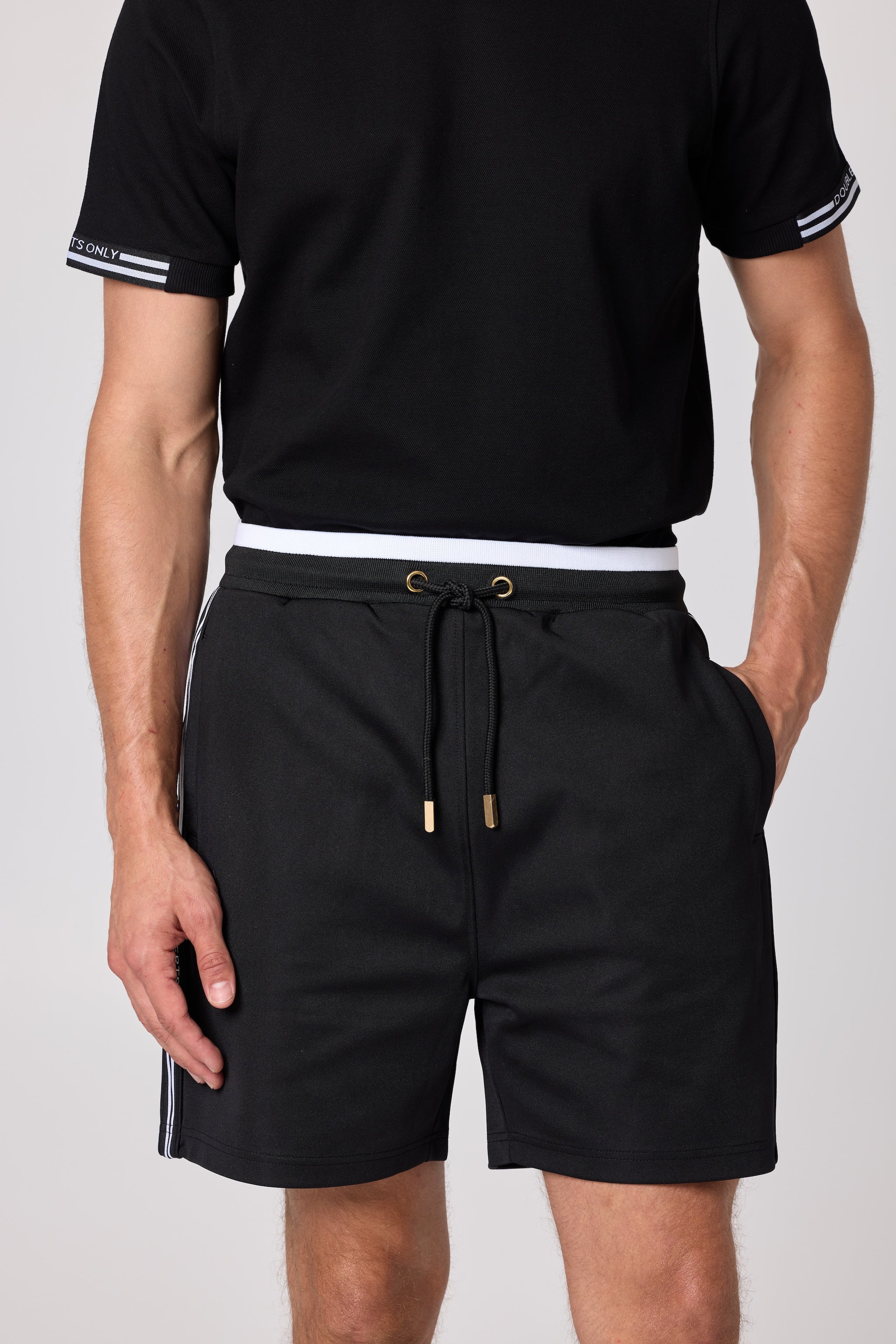 ★BADBLOOD★ Cosmo Graphic Bermuda Pants Black Stripe w-srt2 Short Cargo Pants (Black)(FREE SIZE Black): YOHJI YAMAMOTO