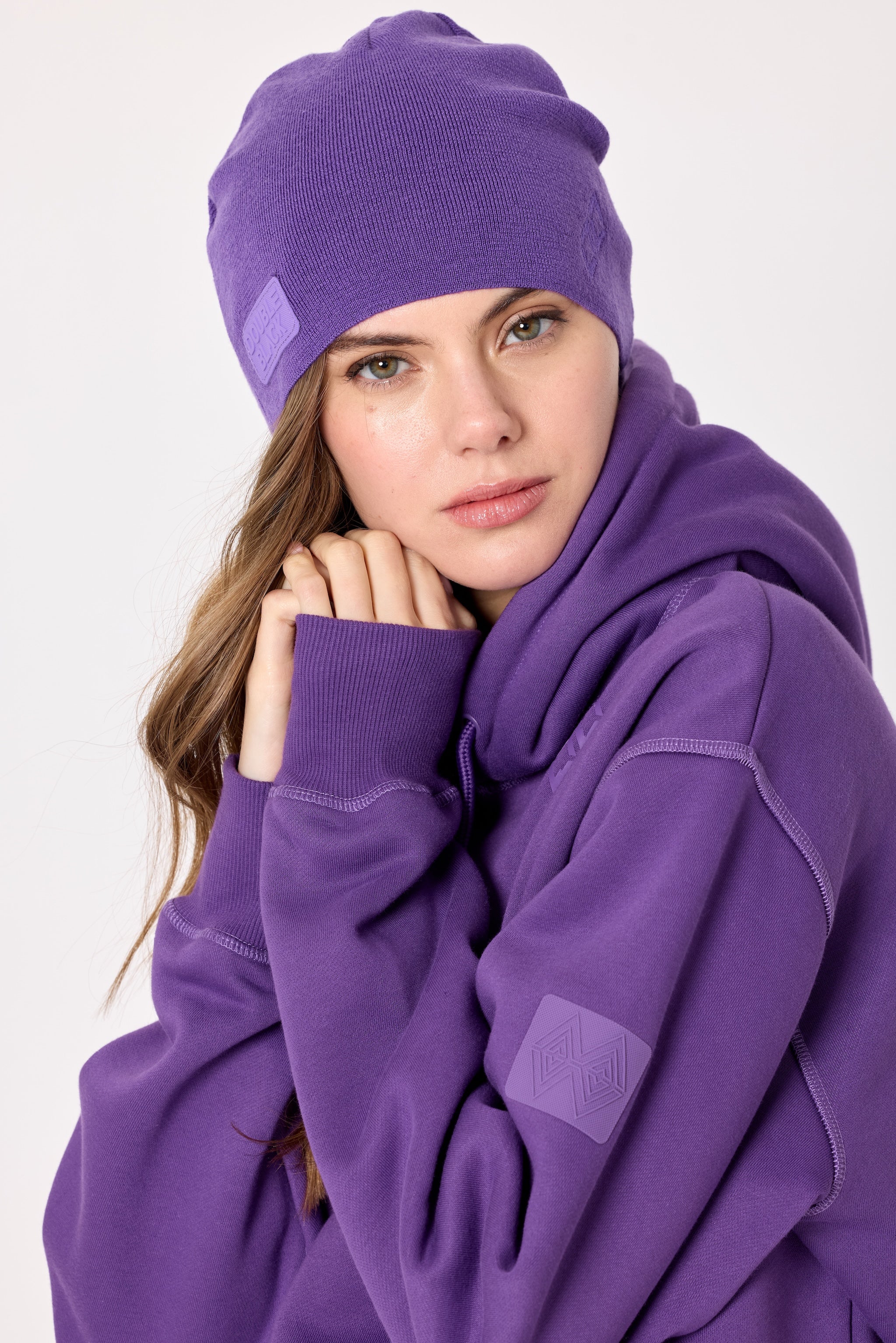 Double Black Classic Beanie in Purple