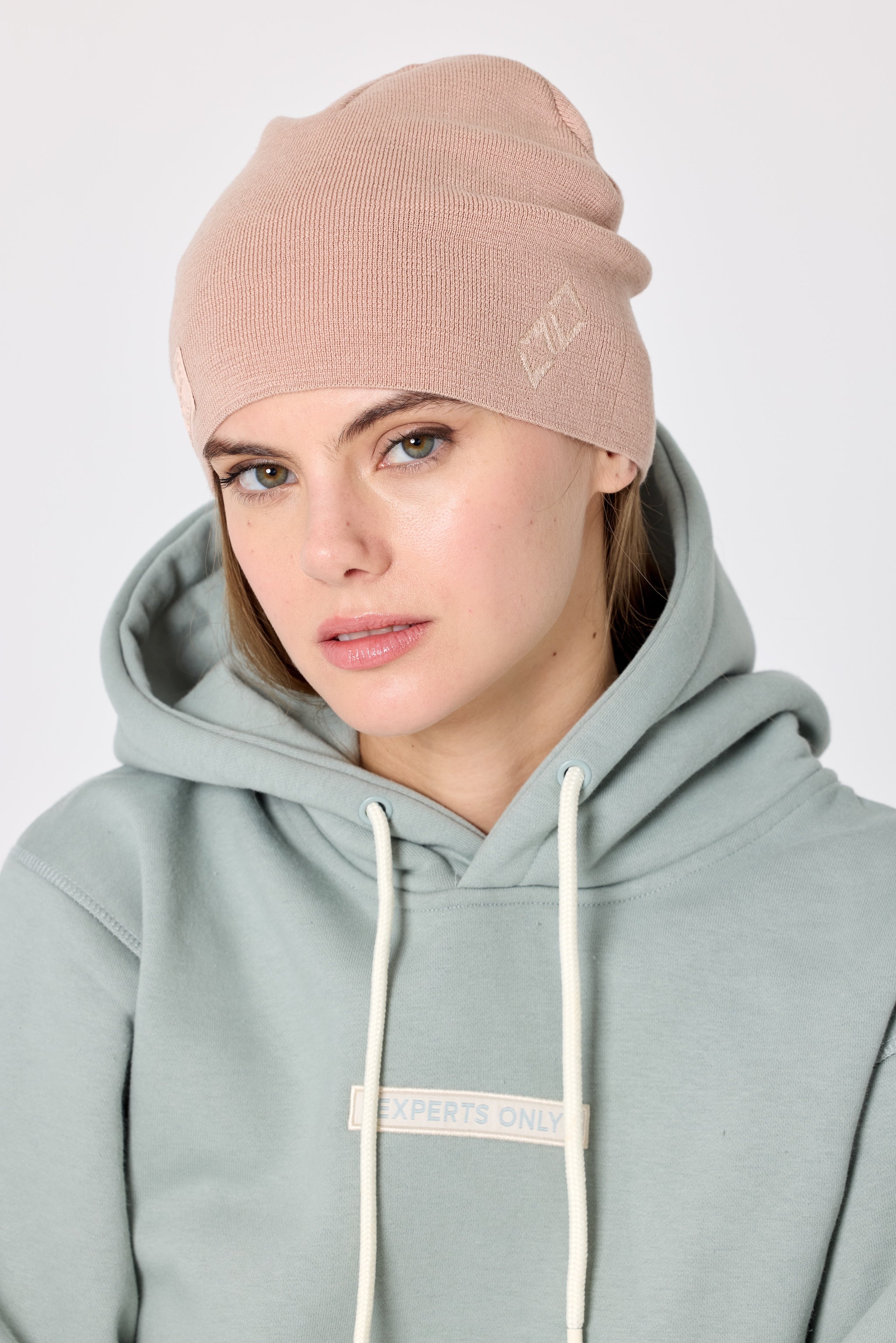 Double Black Classic Beanie in Cream