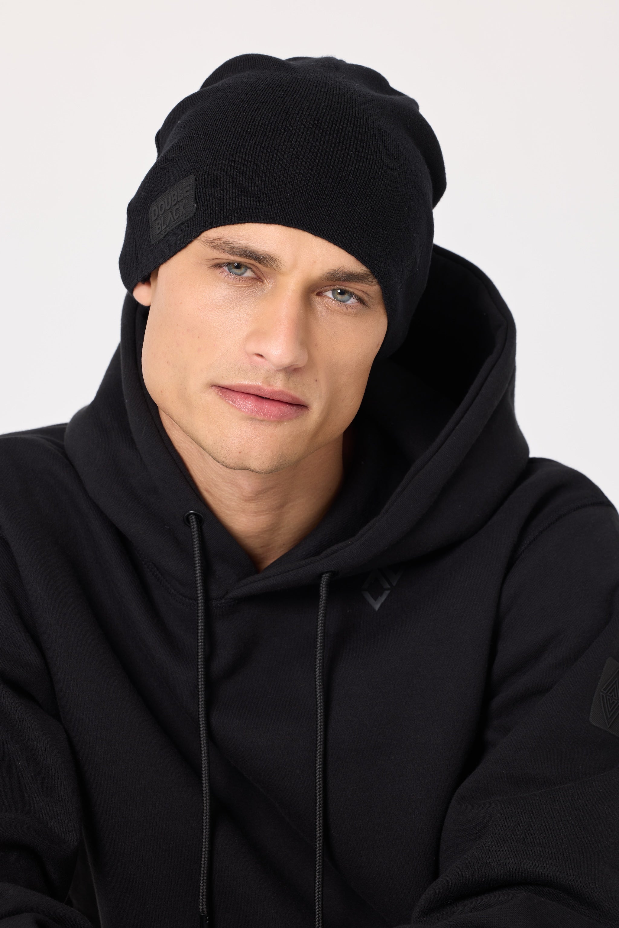 Double Black Classic Beanie in black