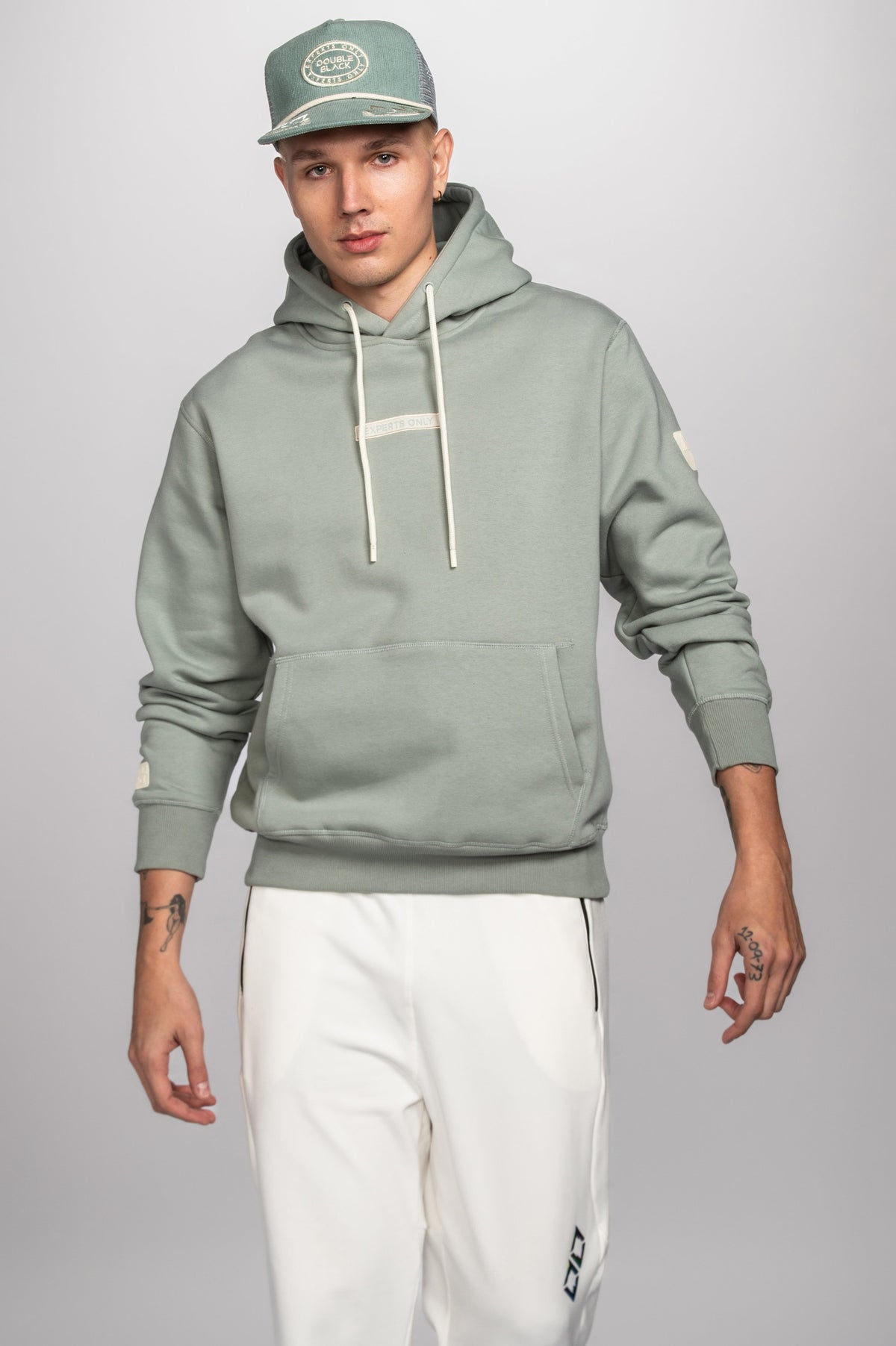 Experts Only Hoodie in Sage – full front view