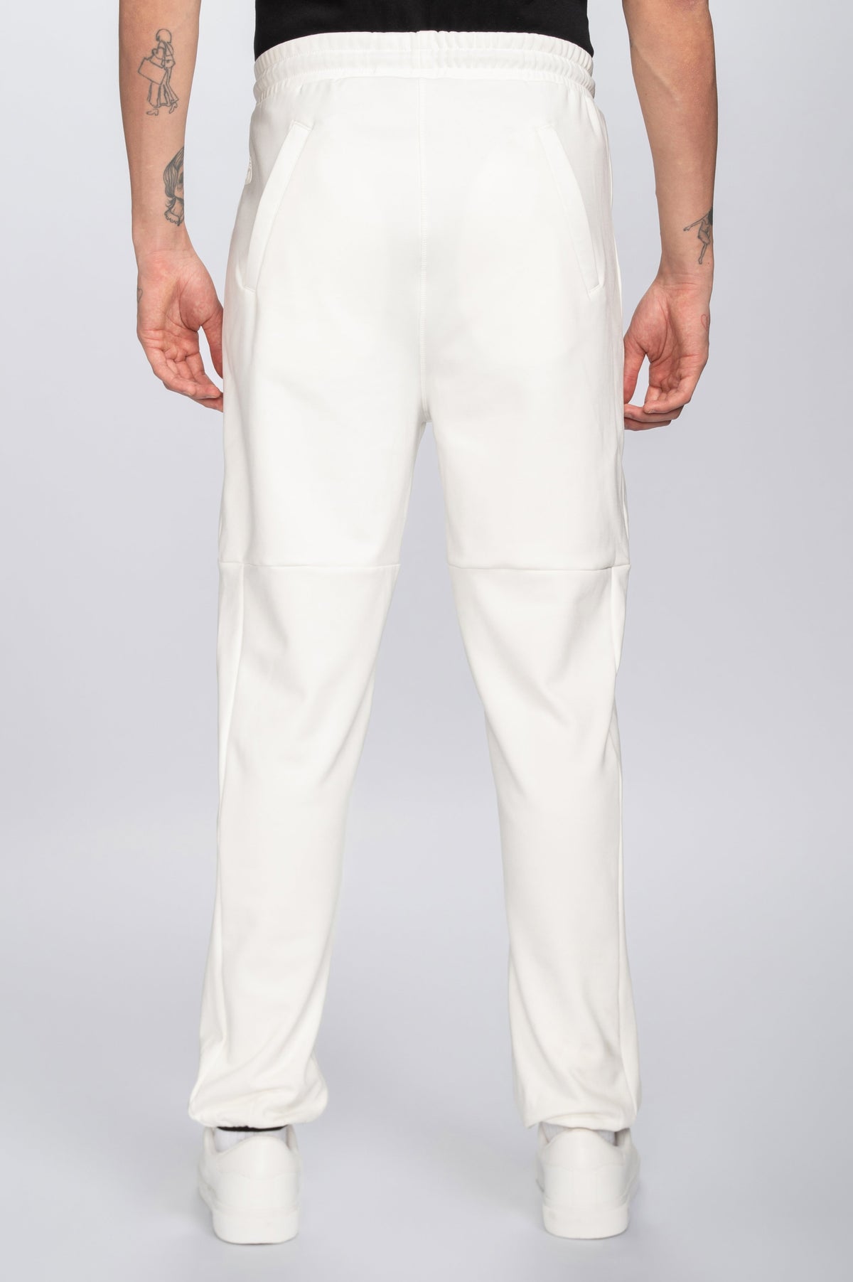 Double Black Tech Sweatpants in cream back view