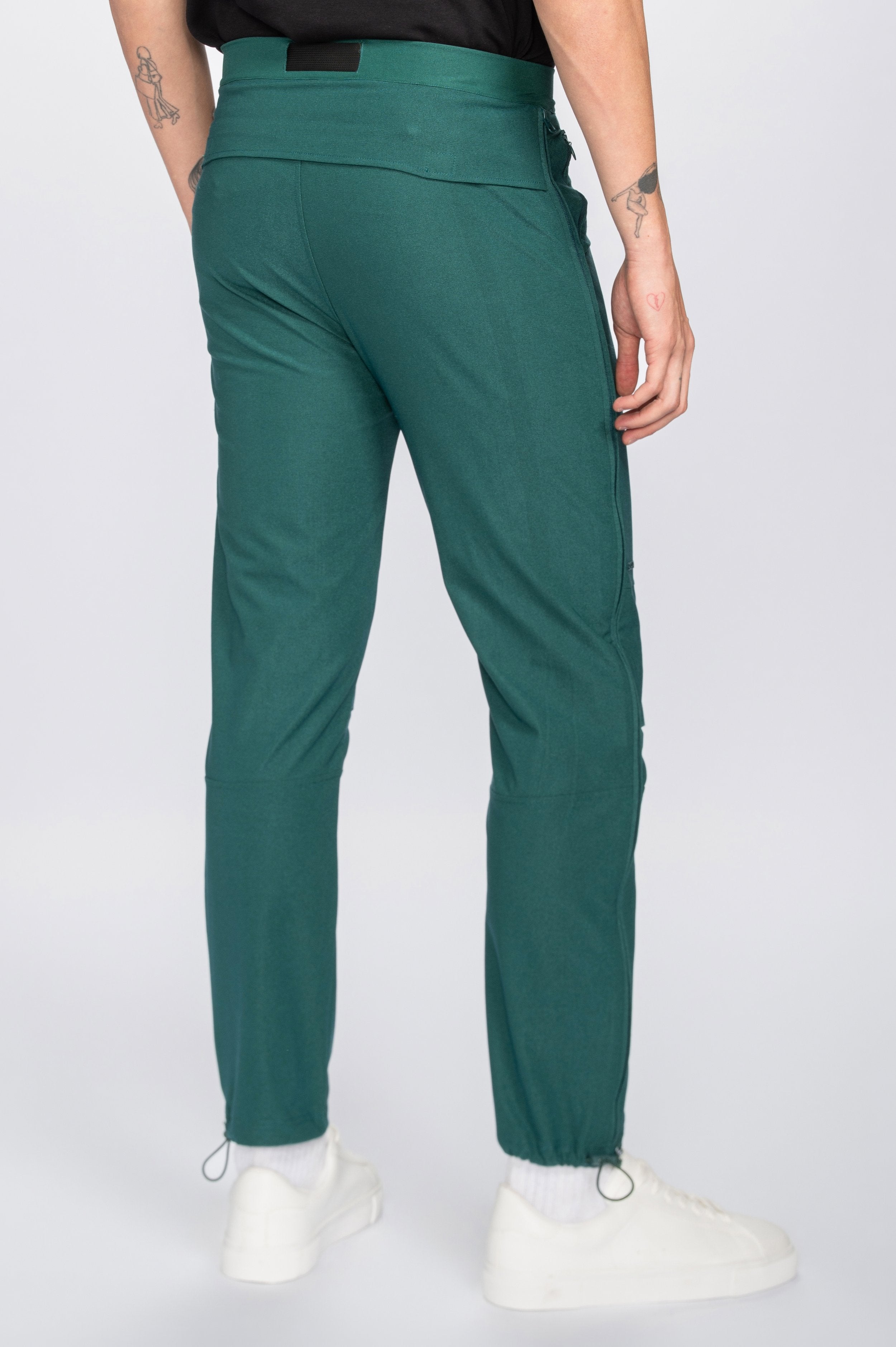 Double Black Tech Pant in Teal back view