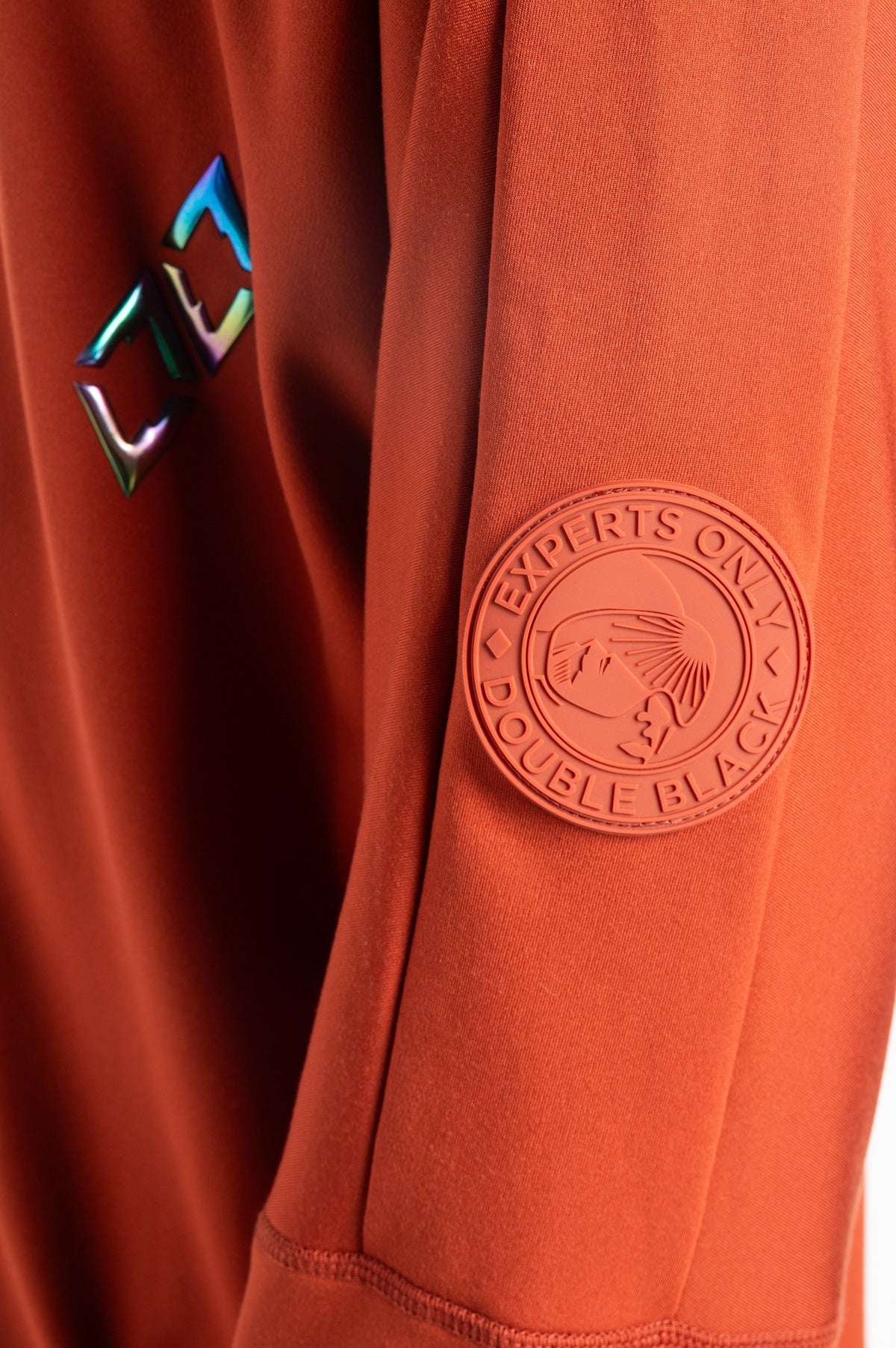 Double Black Tech Jacket in clay experts only sleeve patch