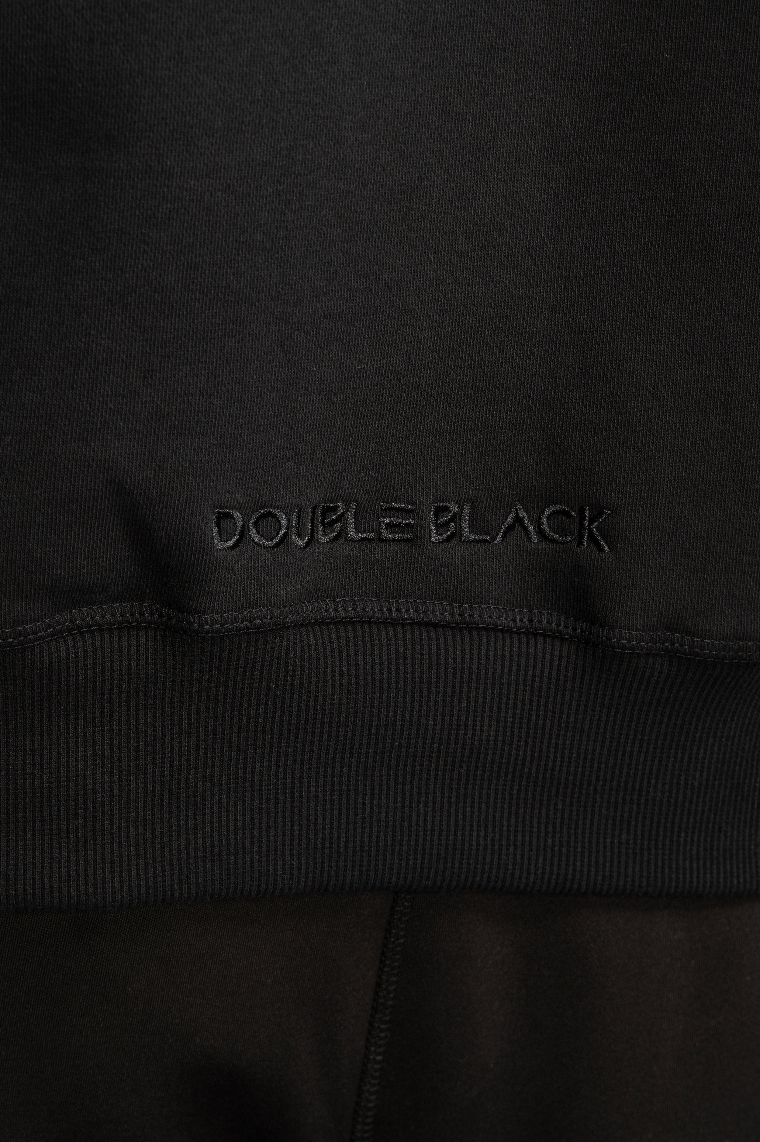 Double Black Classic Hoodie in black embroidered logo