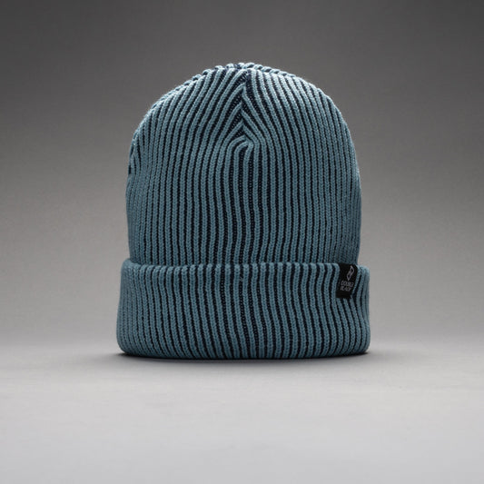 Double Black LT Blue Striped Beanie